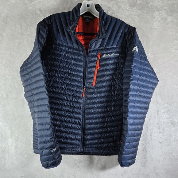 Eddie Bauer First Ascent EB800 Down Puffer Blur Jacket Mens Sz Small S Navy Blue - Picture 1 of 12